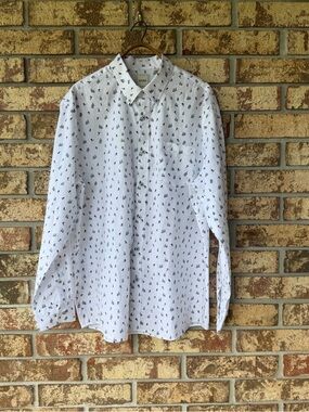 Men’s ROWM Shirt Size XL AOP Pine & Skier Long Sleeves Beautiful Condition!